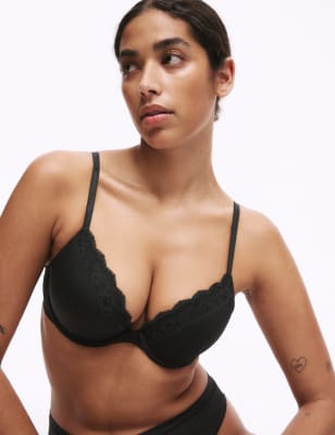 Black Lace Push Up Bra + Pantie Set, Women's Fashion, New Undergarments &  Loungewear on Carousell