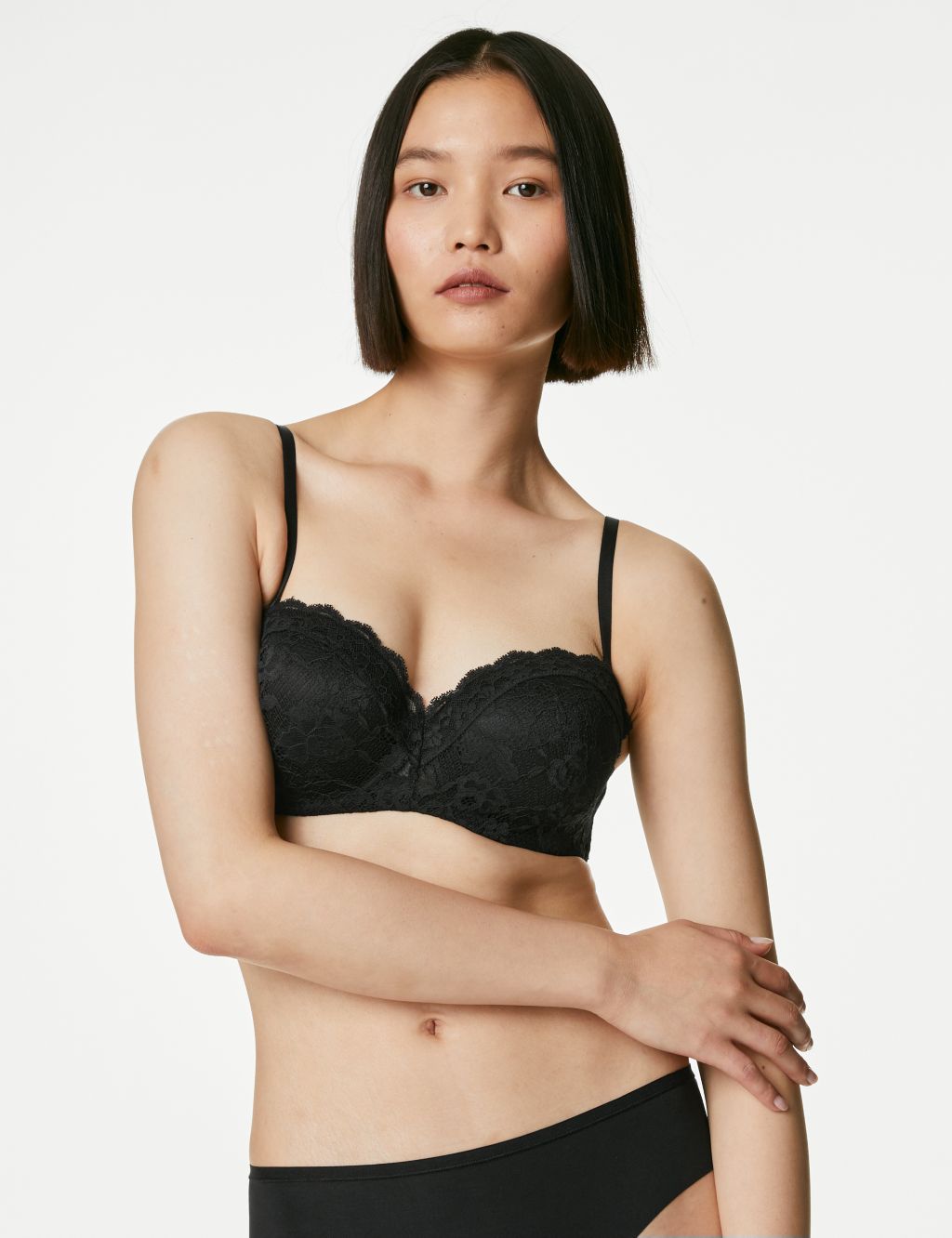 M&S Louisa Lace Smoothing 5 Ways To Wear Strapless Bra In BLACK Size 40A