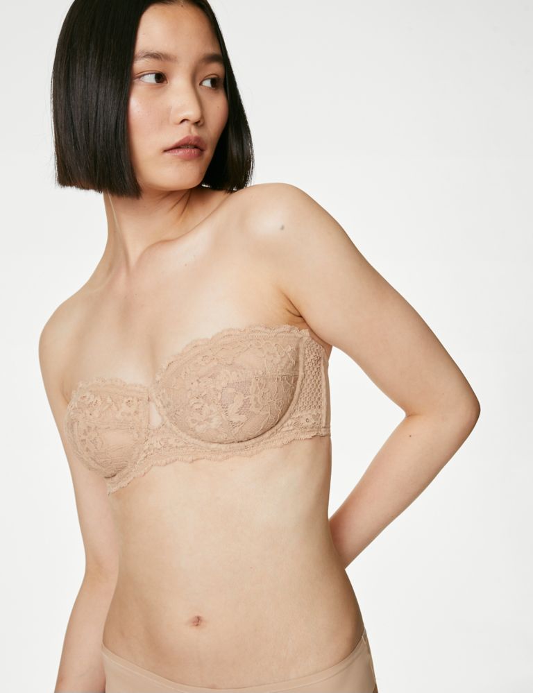 Lace Wired Strapless Bra A-E 1 of 9