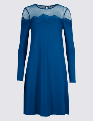 Lace yoke 2025 swing dress