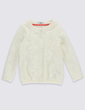 Lace Zip Through Cardigan (1-7 Years) Image 2 of 3