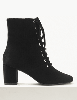 black heeled ankle boots lace up
