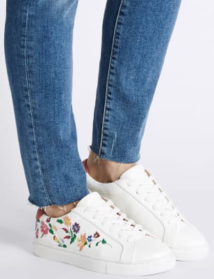 Ladies hot sale embroidered trainers