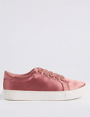 Lace-up Satin Velvet Trainers Image 2 of 6