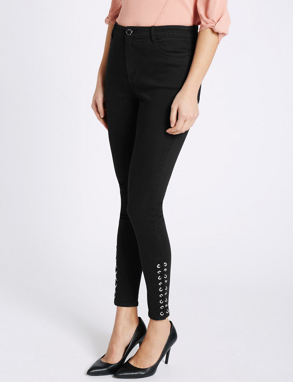 Lace-up Skinny Leg Jeans 2 of 6