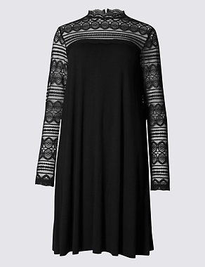Laced Long Sleeve Fit & Flare Dress Image 2 of 4