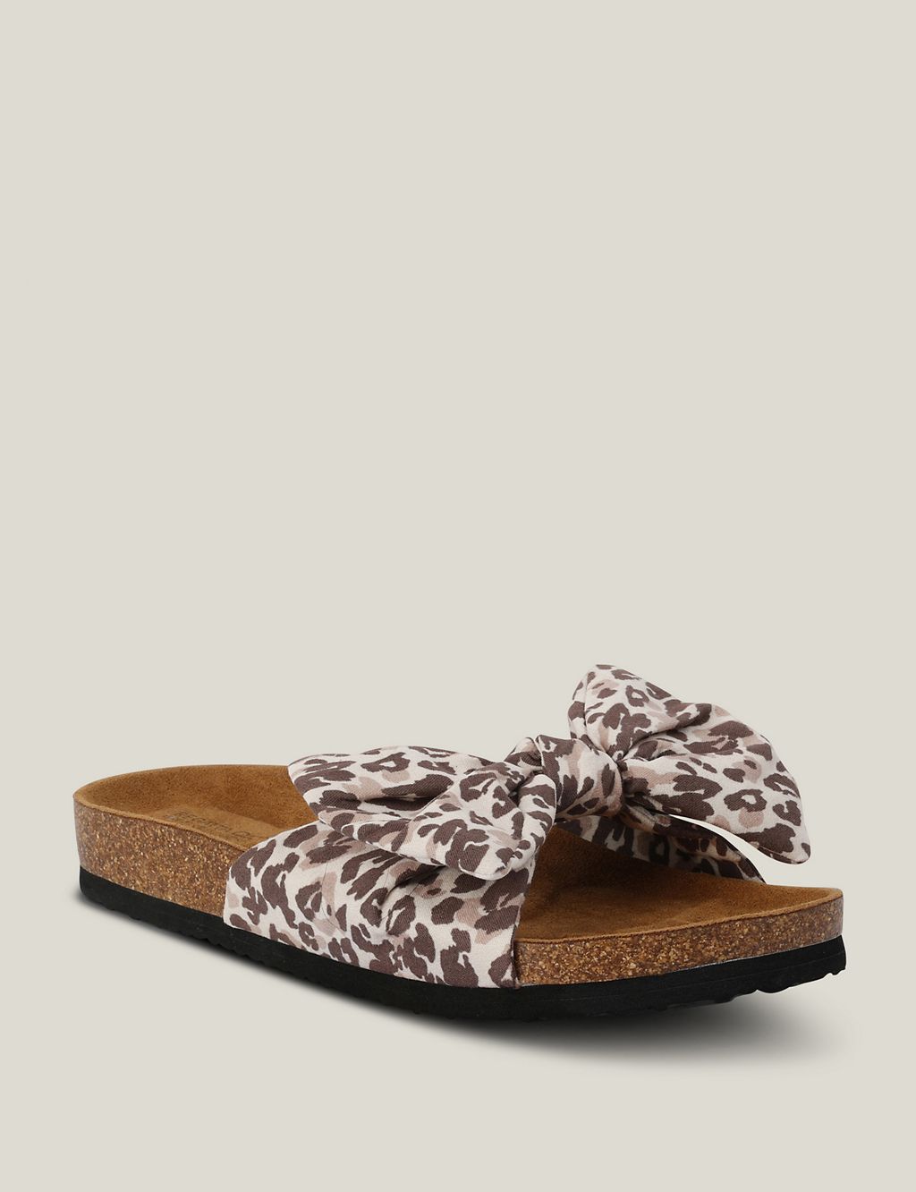Lady Ava Animal Print Bow Footbed Sliders 1 of 5