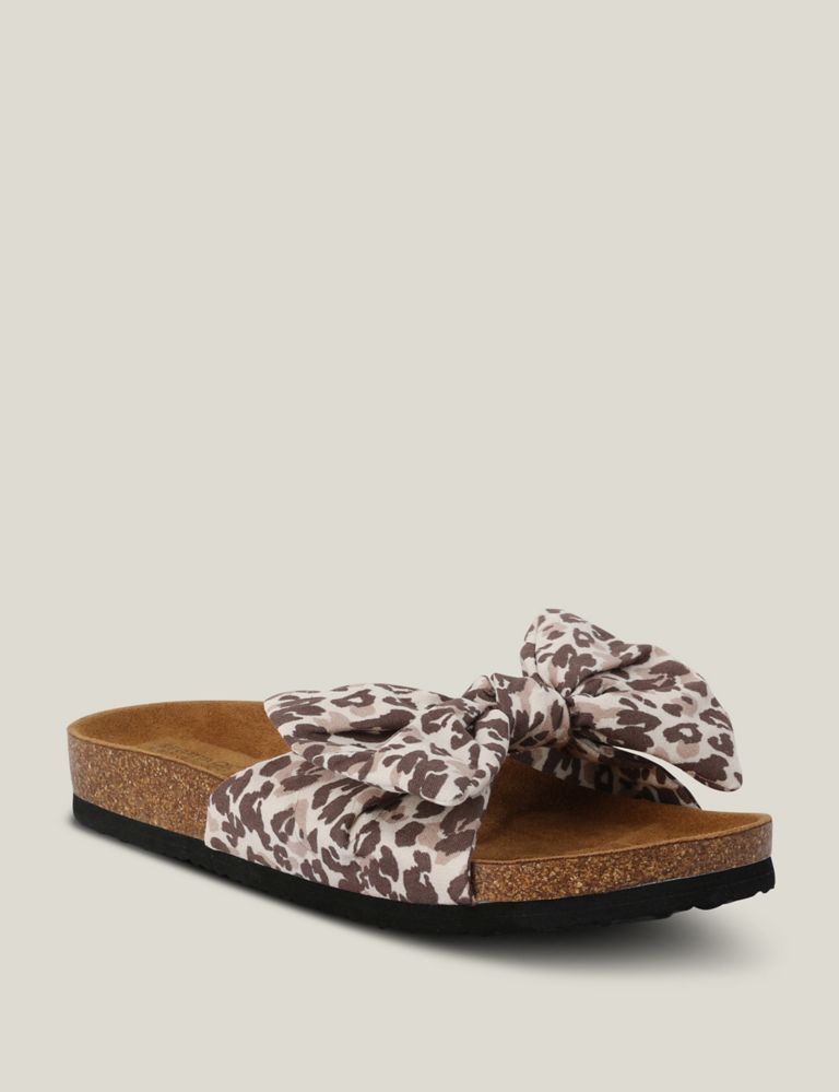 Lady Ava Animal Print Bow Footbed Sliders 2 of 5