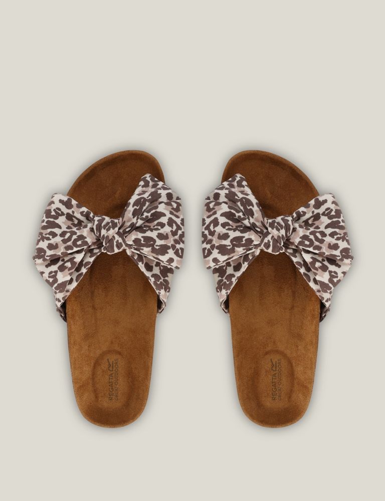 Lady Ava Animal Print Bow Footbed Sliders 4 of 5