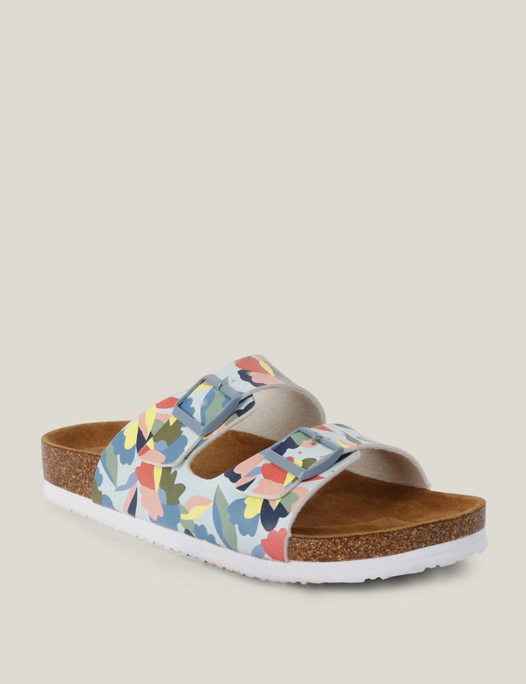 Lady Mia Floral Buckle Footbed Sliders 2 of 5