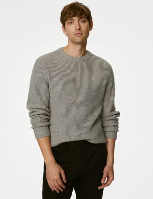 Lambswool Blend Textured Crew Neck Jumper | M&S Collection | M&S