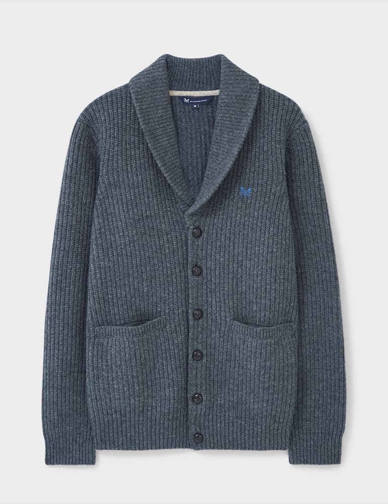 Lambswool Rich Ribbed Shawl Collar Cardigan