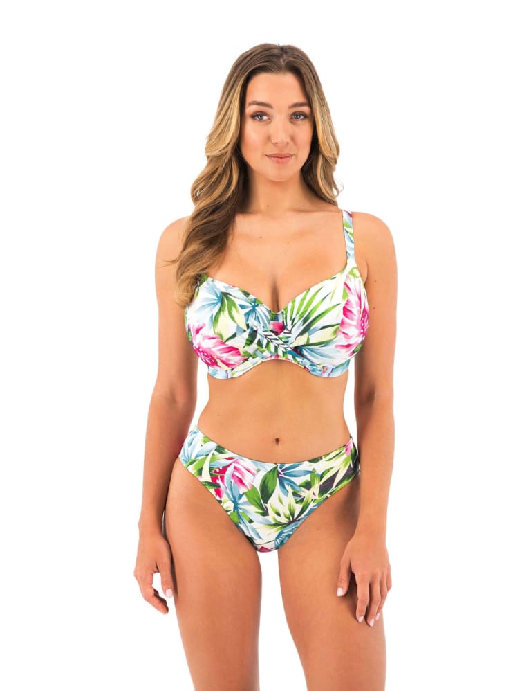 VIBRANT Ruffle Bikini Bottom - Floral and leafs