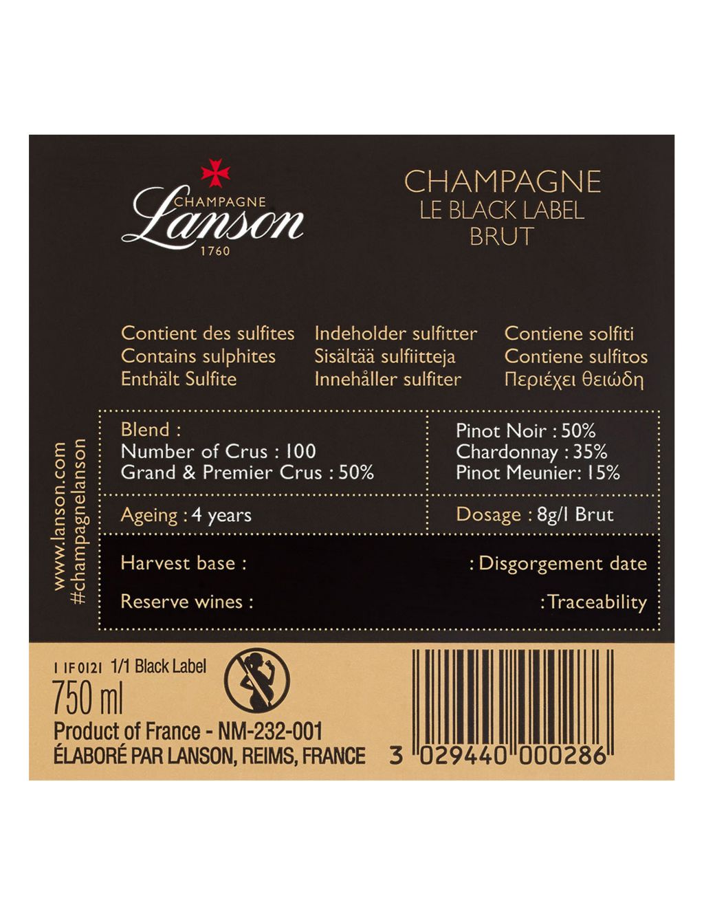 Lanson Le Black Label Brut NV - Single Bottle 2 of 4
