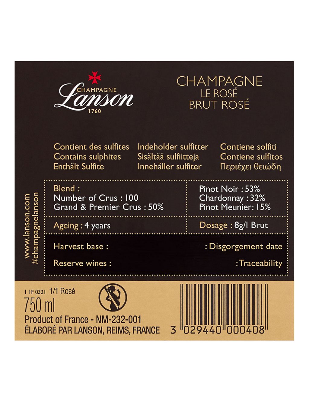Lanson Le Rose Brut NV - Single bottle 2 of 4