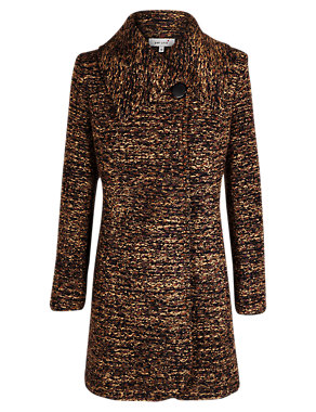 Large Collar Textured Coat with Wool Image 2 of 7