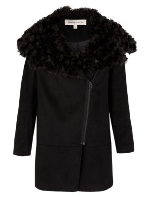 Large Faux Fur Collar Coat with Wool Image 2 of 6