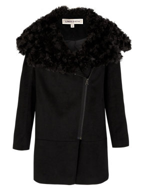 Large Faux Fur Collar Coat with Wool Image 2 of 6