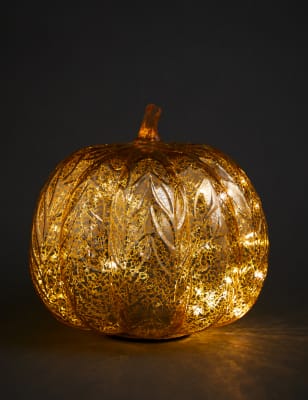 decorative pumpkins with lights