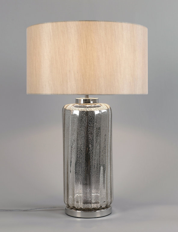 Large Mercury Glass Table Lamp M S, Mercury Glass Bottle Base Table Lamp With Grey Linen Shade