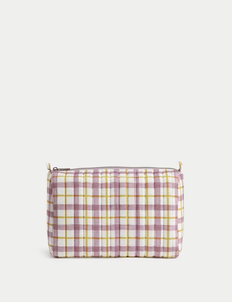 Large Quilted Gingham Cosmetics Bag 1 of 3