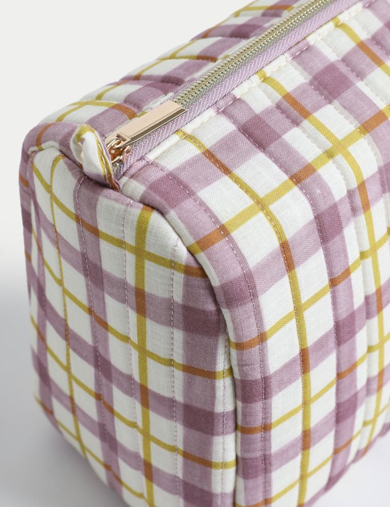 Large Quilted Gingham Cosmetics Bag 3 of 3