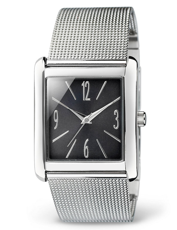 Large Square Face Mesh Strap Watch Image 1 of 1