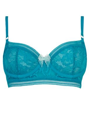 ASOS DESIGN Elsie satin barely there lace bra in dark teal