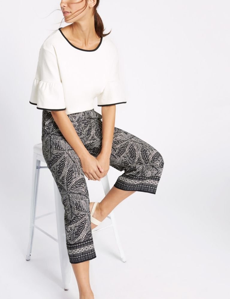 Leaf Print Cropped Wide Leg Trousers 3 of 6