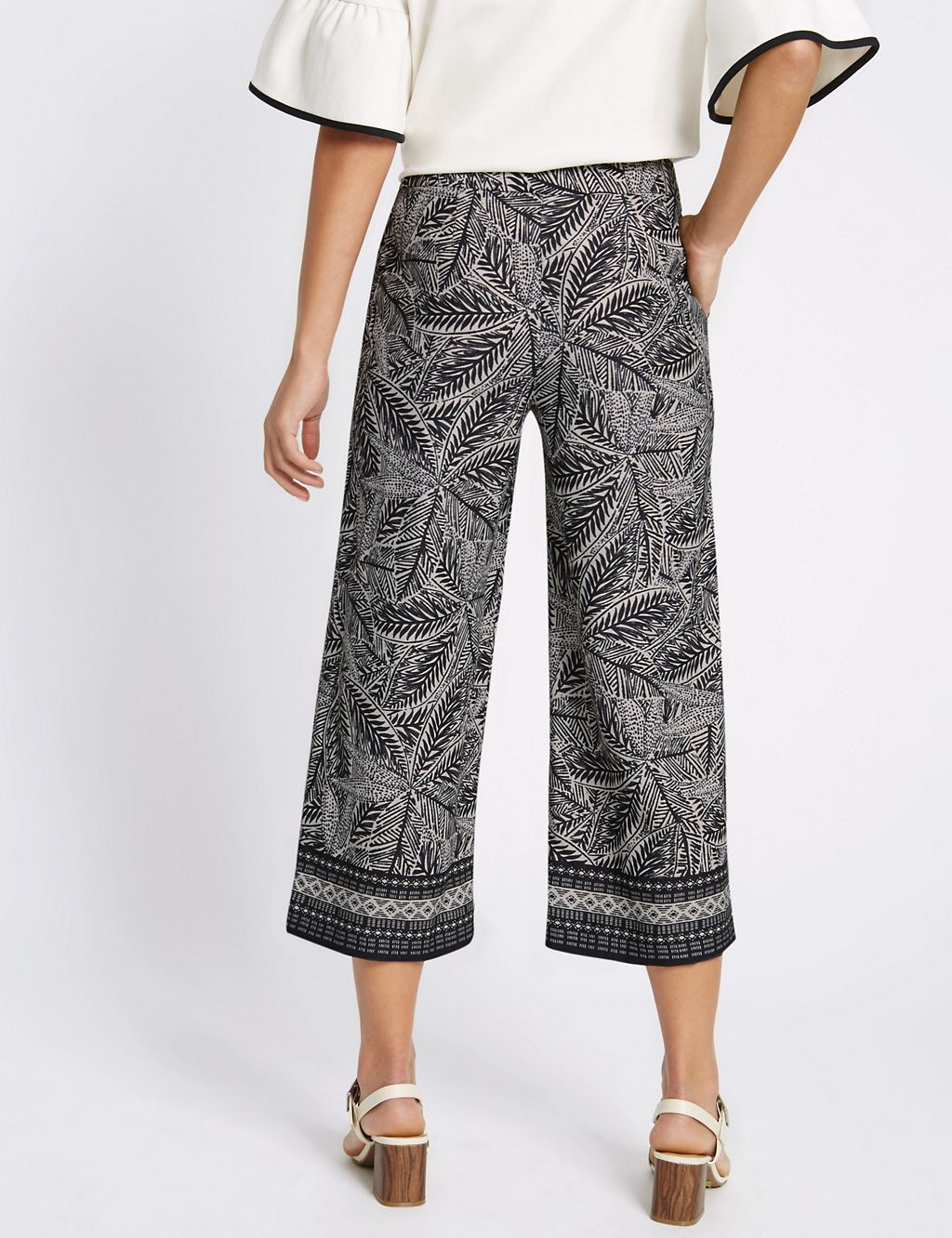 Leaf Print Cropped Wide Leg Trousers 4 of 6