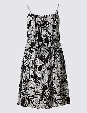 Leaf Print Lace Up Woven Dress with Cool Comfort™ Technology Image 2 of 4