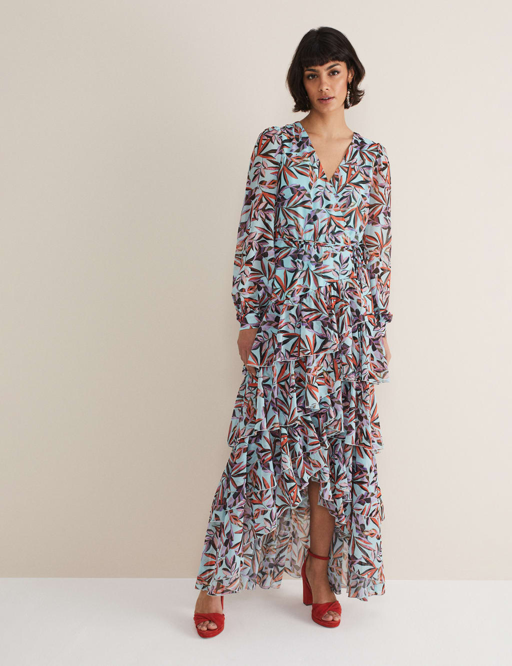 6(ROKU) LEAF PRINT DRESS