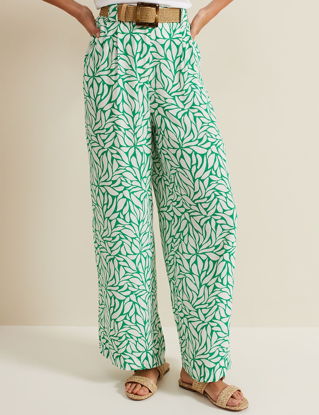 Leaf Print Wide Leg Trousers 2 of 8