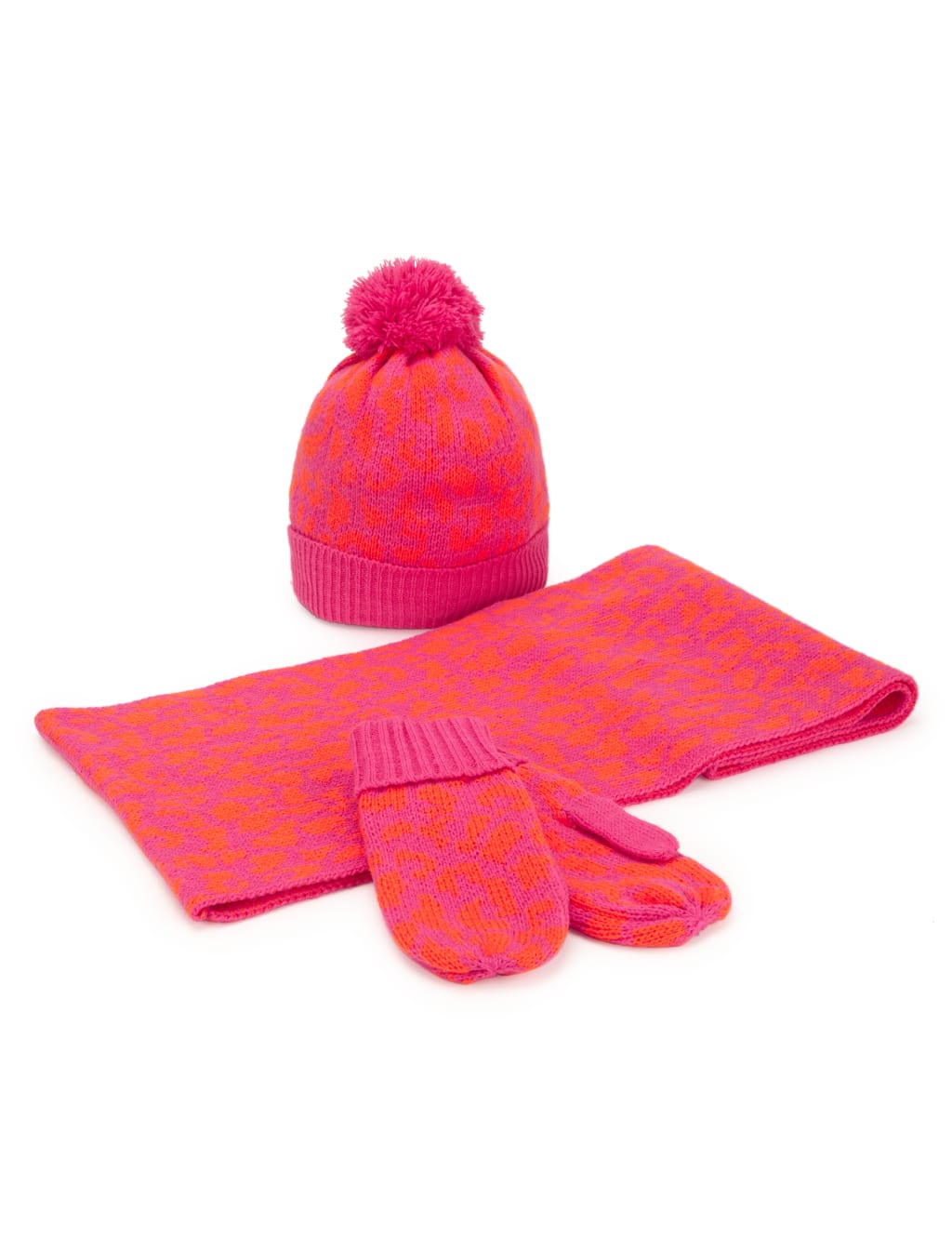 Leapord Print Hat, Scarf & Gloves Set (Older Girls) M&S