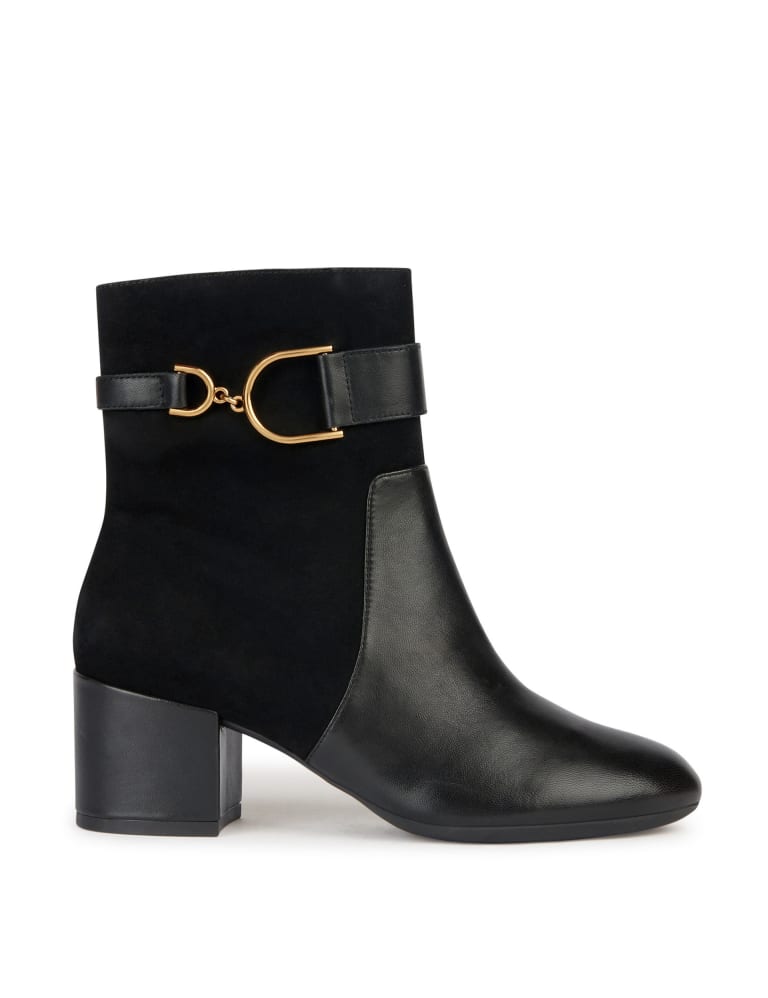 Leather Suede Block Heel Ankle Boots Geox M S