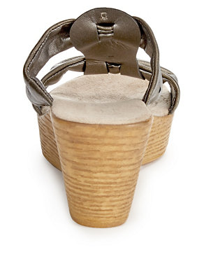 Leather  Embellished  Mule Sandals Image 2 of 3