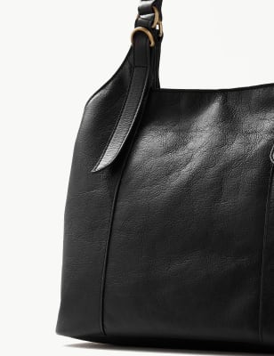 Leather 3 Compartment Hobo Bag M S Collection M S