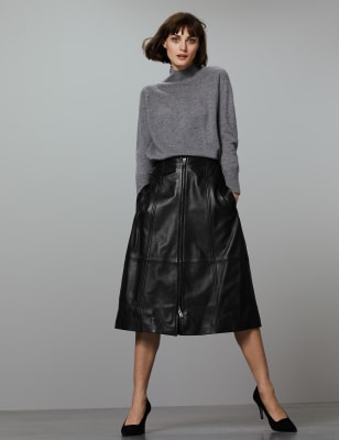 leather a line midi skirt