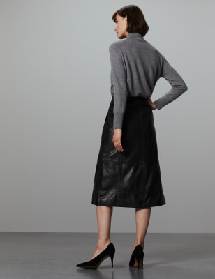 m and s leather skirt