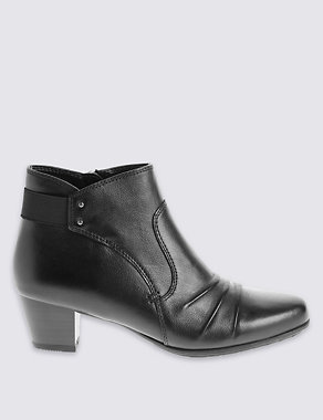 Leather Angular Ankle Boots with Footglove™ Image 2 of 6