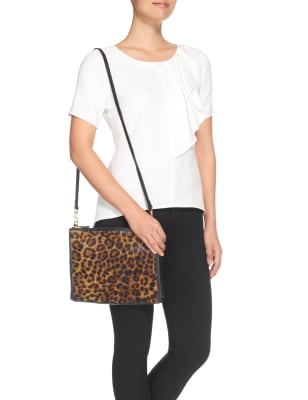 Leather Animal Print Clutch Bag | Autograph | M&S
