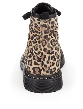 Leather Animal Print Lace Up Boots Image 2 of 4