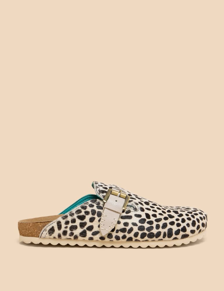 Leather Animal Print Slip-On Mules 1 of 4