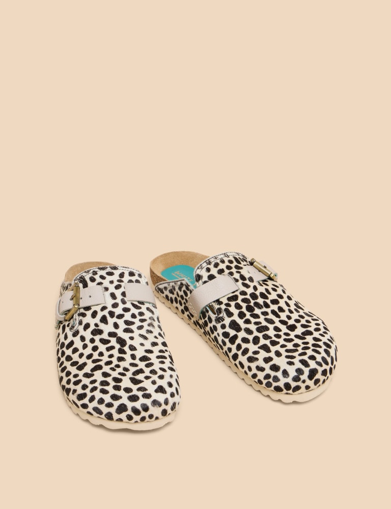 Leather Animal Print Slip-On Mules 2 of 4