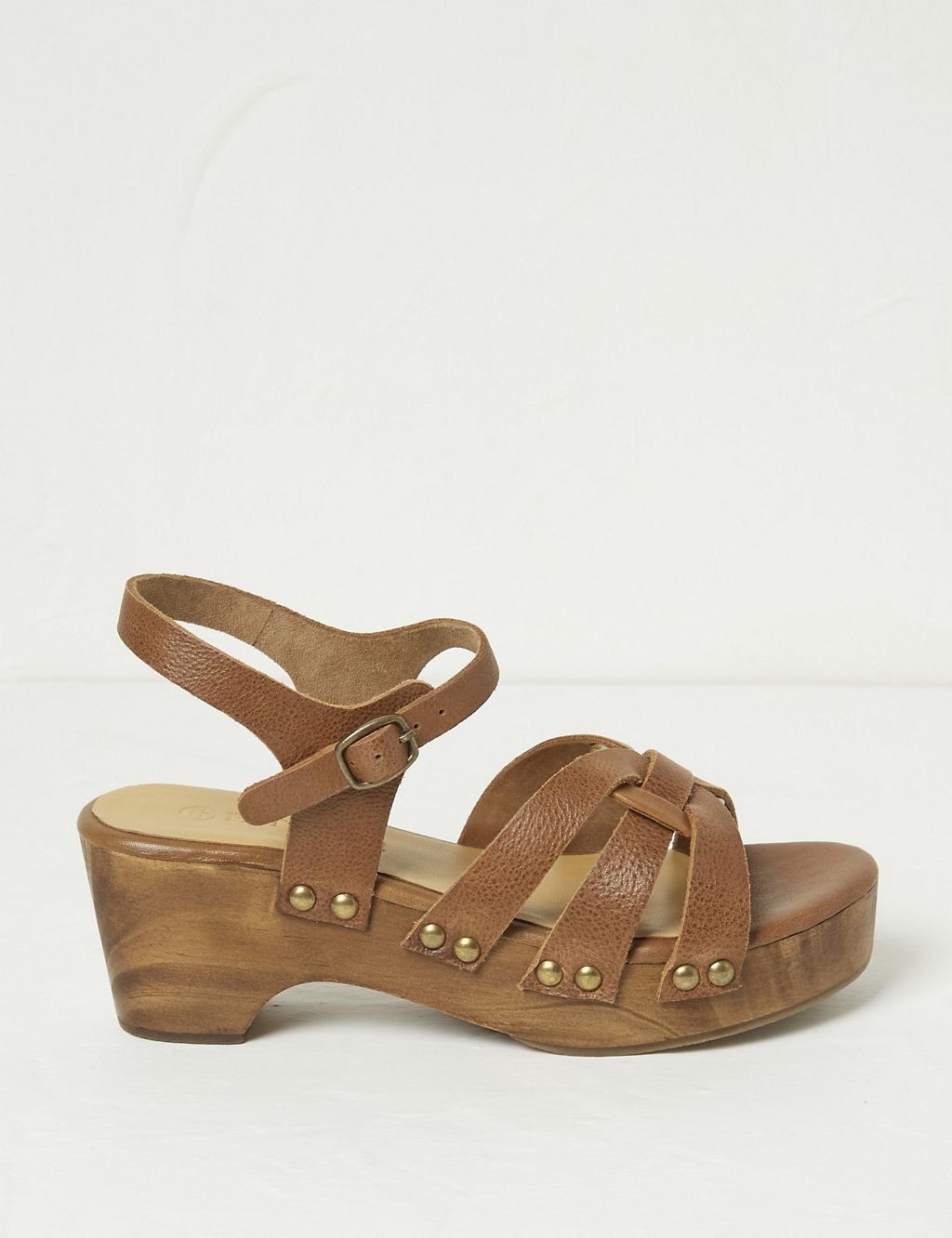 Leather Ankle Strap Block Heel Clog Sandals 3 of 4