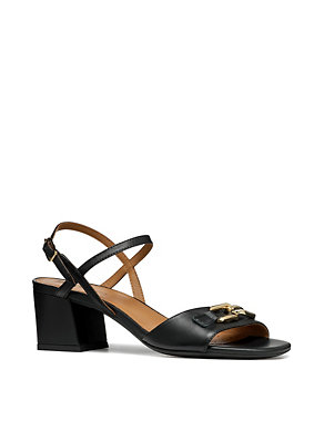Leather Ankle Strap Block Heel Sandals Image 2 of 6
