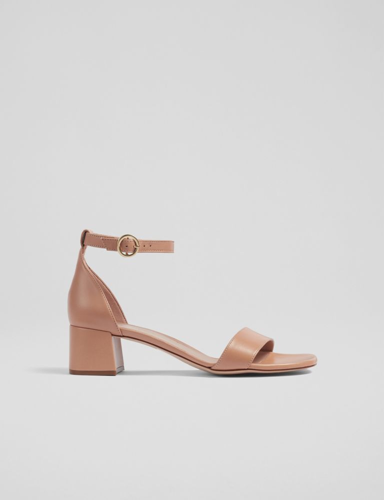 Leather Ankle Strap Block Heel Sandals 1 of 4