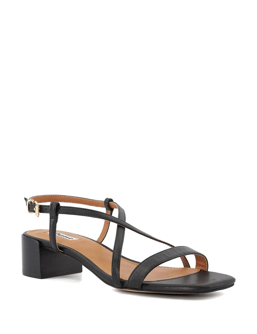 Leather Ankle Strap Block Heel Sandals 1 of 5