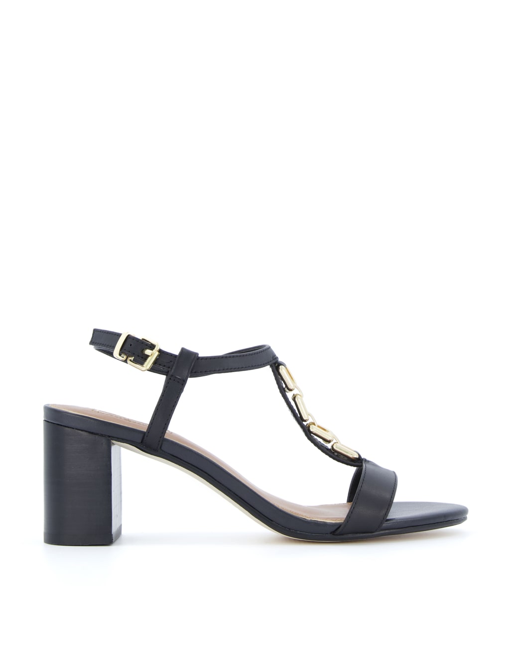 Leather Ankle Strap Block Heel Sandals 1 of 5