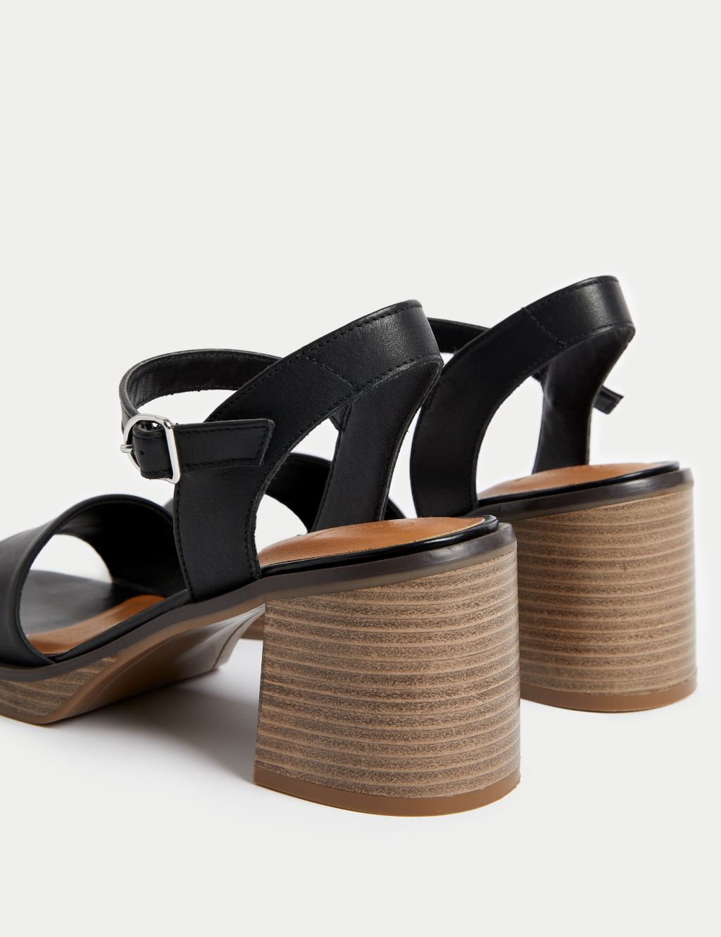 Leather Ankle Strap Block Heel Sandals 2 of 3